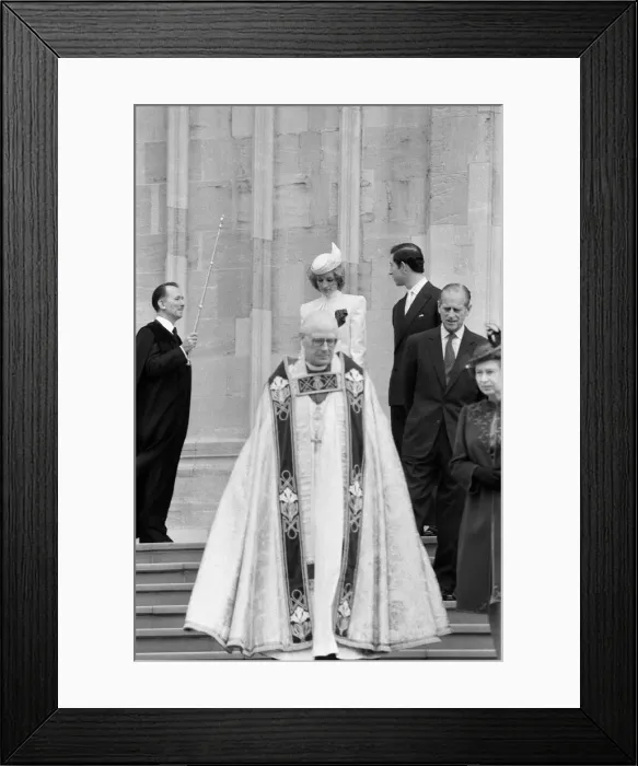 Framed Print : The Royal family pictured at St Georges Chapel, Windsor, after the Church service Framed Print : The Royal family pictured at St Georges Chapel, Windsor, after the Church service