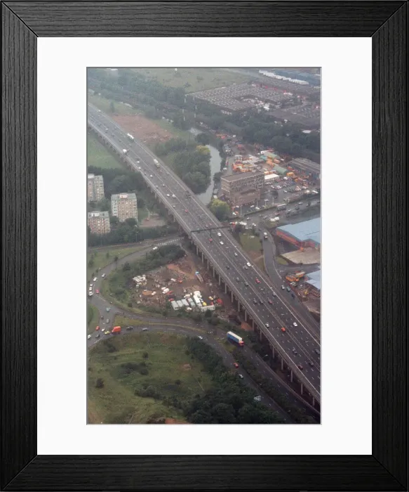 Framed Print : Aerial view of traffic in Birmingham, from the BRMB Radio flying eye. 18th June 1990 Framed Print : Aerial view of traffic in Birmingham, from the BRMB Radio flying eye. 18th June 1990