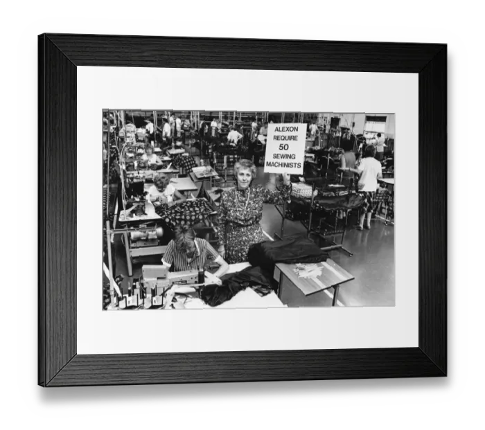 Framed Print : Personnel manager Tricia Hawkins of Alexon textiles factory at Alexon House in Hawthorn Framed Print : Personnel manager Tricia Hawkins of Alexon textiles factory at Alexon House in Hawthorn