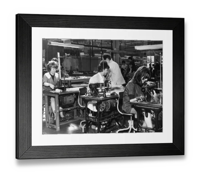 Framed Print : J Harvey Limited Clothing factory in Tredegar, Blaenau Gwent, southeast Wales