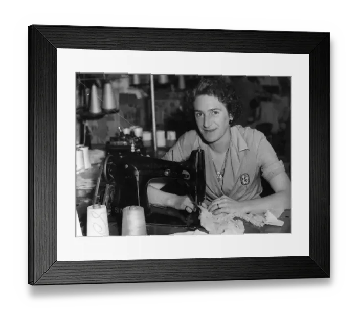 Framed Print : Mrs Boyl Stevens, sewing machine operator at Kayser Bondor, Pentrebach & Dowlais Framed Print : Mrs Boyl Stevens, sewing machine operator at Kayser Bondor, Pentrebach & Dowlais