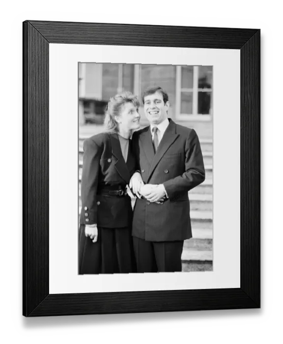 Framed Print : Sarah Ferguson and Prince Andrew announce their engagement at Buckingham Palace Framed Print : Sarah Ferguson and Prince Andrew announce their engagement at Buckingham Palace