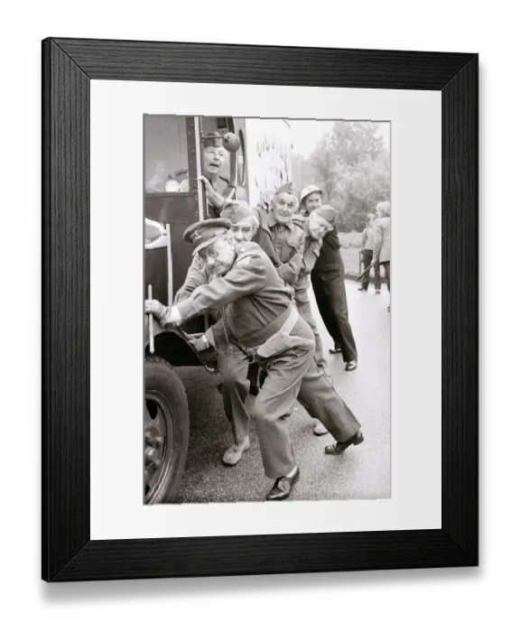 Framed Print : Dads Army cast in costume to open the The Real Dads Army