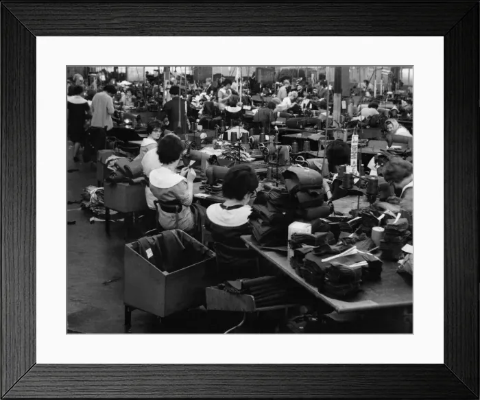 Framed Print : Young machinists at work on one of the production lines at Lotery Framed Print : Young machinists at work on one of the production lines at Lotery