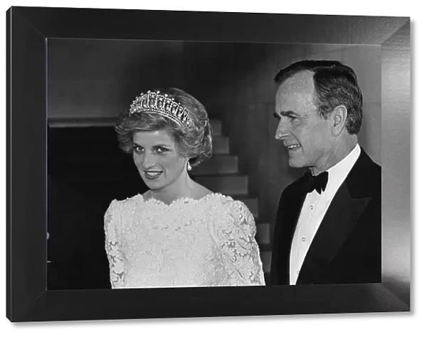 Princess Diana, the Princess of Wales meet Vice-President George Bush and Barbara Bush