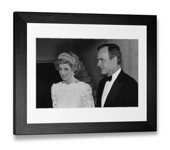 Framed Print : Princess Diana, the Princess of Wales meet Vice-President George Bush and Barbara Bush