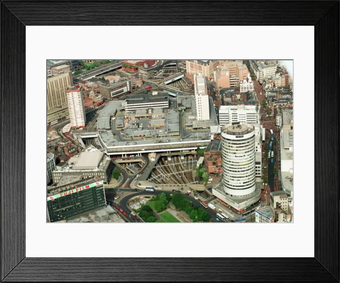 Framed Print : Aerial views of Birmingham city centre and New Street Station