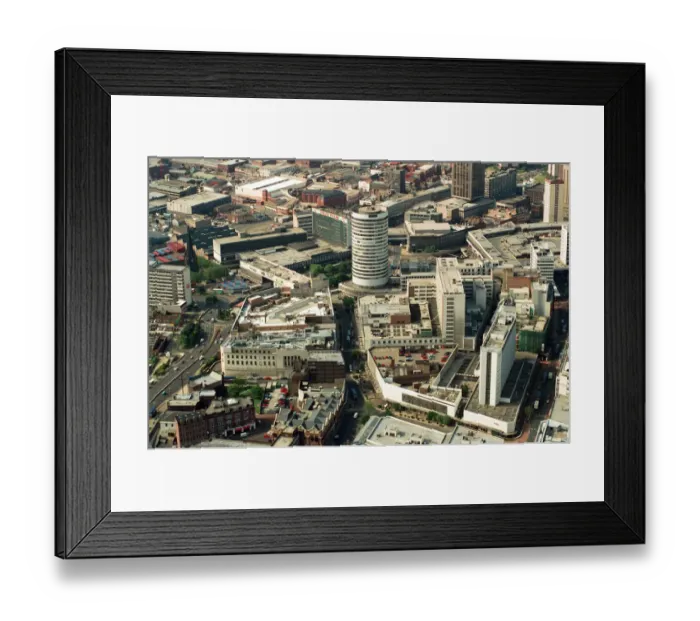 Framed Print : Aerial views of Birmingham city centre, taken from the BRMB Flying Eye. 15th June 1994