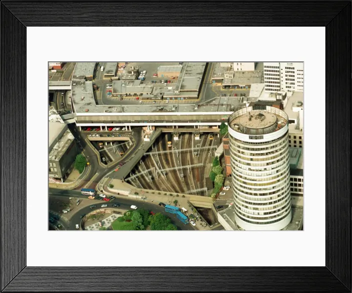 Framed Print : Aerial views of Birmingham New Street Station, taken from the BRMB Flying Eye