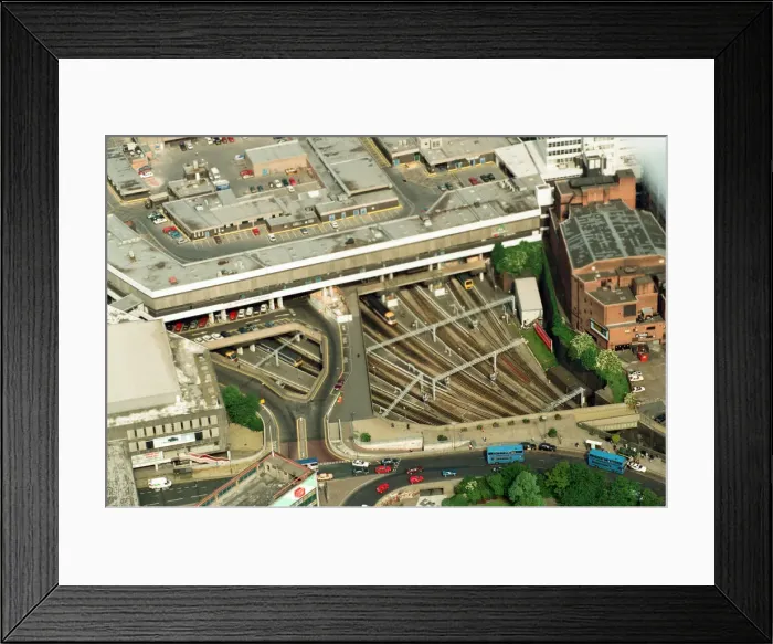 Framed Print : Aerial views of Birmingham New Street Station, taken from the BRMB Flying Eye