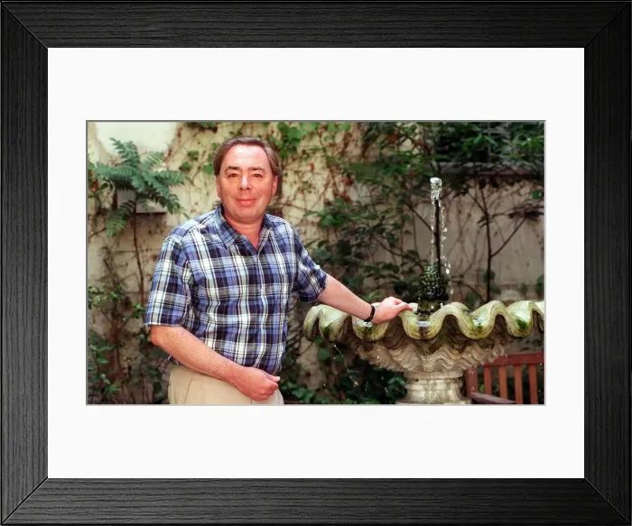 Framed Print : Sir Andrew Lloyd Webber in his garden August 1998 at his home in Eaton Square Framed Print : Sir Andrew Lloyd Webber in his garden August 1998 at his home in Eaton Square