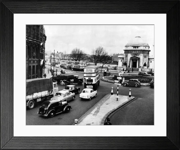 Framed Print : Traffic at Centenary Square, Birmingham, West Midlands. 16th April 1957 Framed Print : Traffic at Centenary Square, Birmingham, West Midlands. 16th April 1957