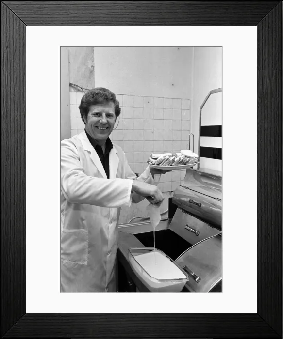 Framed Print : Battered jam butties are the specialty at the fish and chip shop on Railway Road, Chorley Framed Print : Battered jam butties are the specialty at the fish and chip shop on Railway Road, Chorley