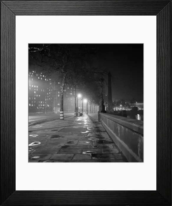 Framed Print : London Embankment at night. Circa 1955 Framed Print : London Embankment at night. Circa 1955