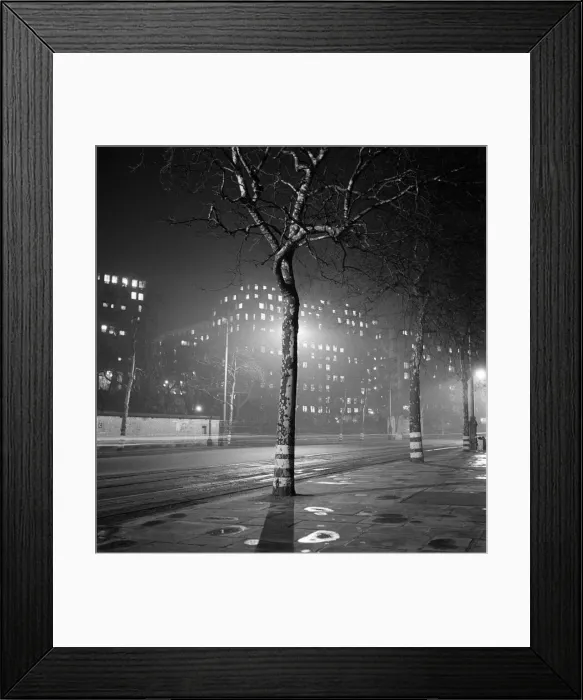 Framed Print : London Embankment at night. Circa 1955 Framed Print : London Embankment at night. Circa 1955