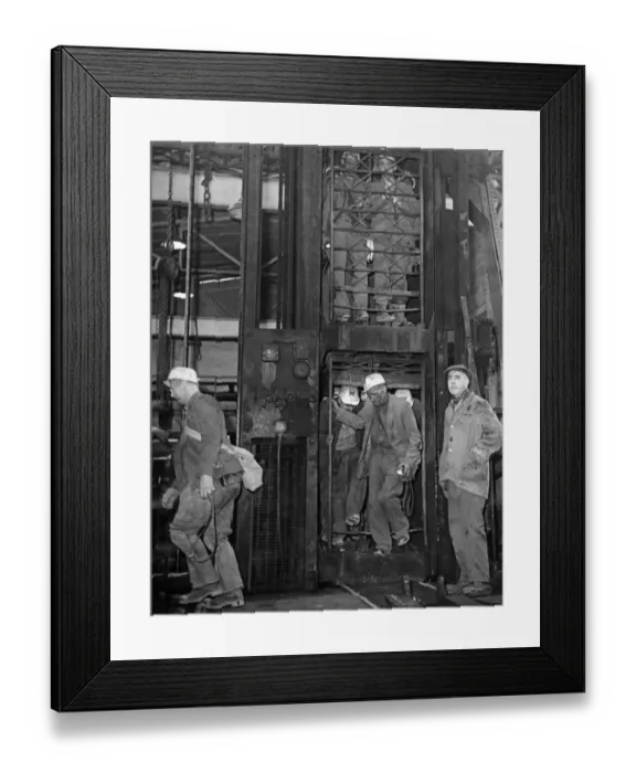 Framed Print : Miners coming off shift at Hamstead Colliery, West Bromwich to the news that the mine is Framed Print : Miners coming off shift at Hamstead Colliery, West Bromwich to the news that the mine is