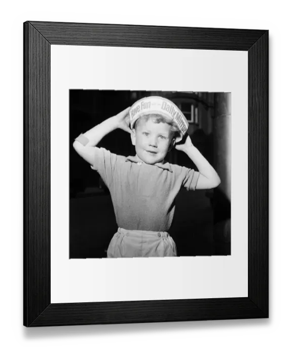 Framed Print : Boy wearing Daily Mirror Hat, to promote Daily Mirror Day at Belle Vue Framed Print : Boy wearing Daily Mirror Hat, to promote Daily Mirror Day at Belle Vue
