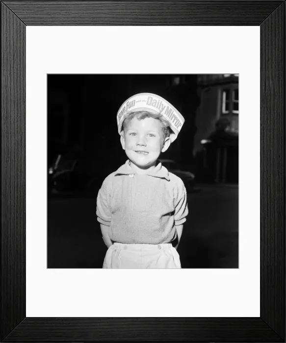 Framed Print : Boy wearing Daily Mirror Hat, to promote Daily Mirror Day at Belle Vue Framed Print : Boy wearing Daily Mirror Hat, to promote Daily Mirror Day at Belle Vue
