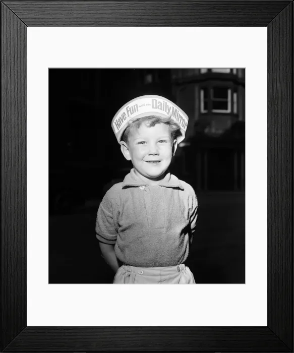 Framed Print : Boy wearing Daily Mirror Hat, to promote Daily Mirror Day at Belle Vue Framed Print : Boy wearing Daily Mirror Hat, to promote Daily Mirror Day at Belle Vue