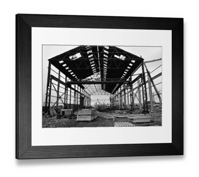 Framed Print : Steelwork goes up in Port Clarence, Stockton-on-Tees. 1975