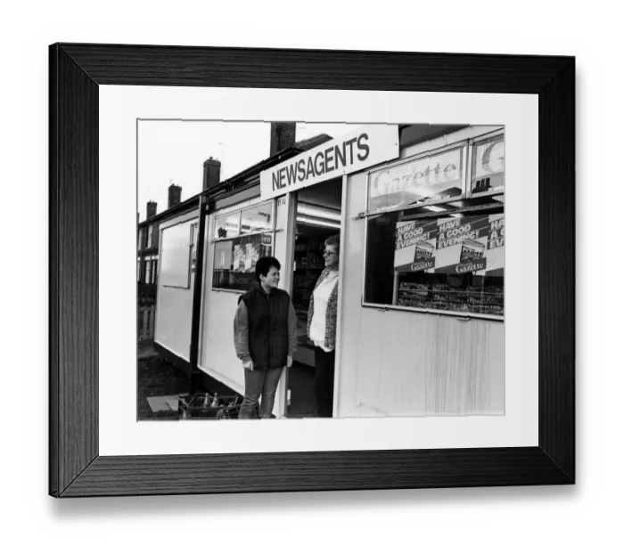 Framed Print : Shop assistants Sheila Daveney, right, and Lorraine Turner