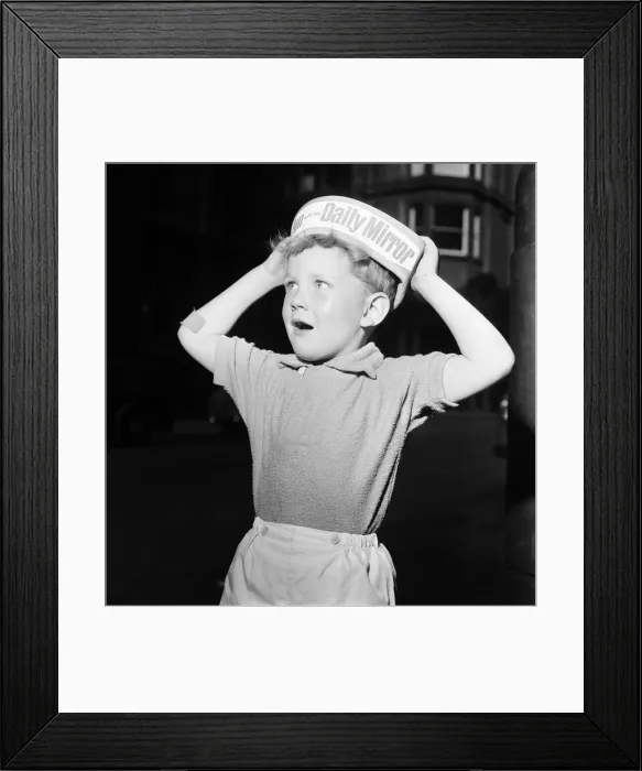 Framed Print : Boy wearing Daily Mirror Hat, to promote Daily Mirror Day at Belle Vue Framed Print : Boy wearing Daily Mirror Hat, to promote Daily Mirror Day at Belle Vue
