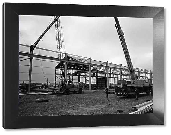 Steelwork goes up in Port Clarence, Stockton-on-Tees. 1975