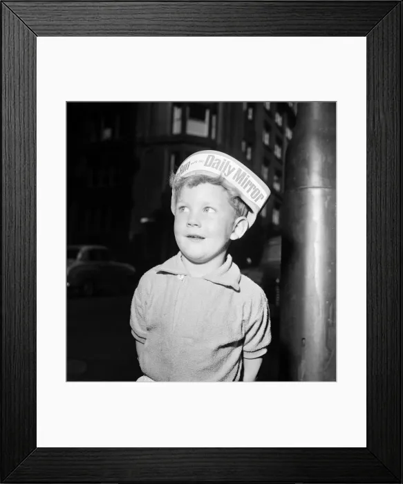 Framed Print : Boy wearing Daily Mirror Hat, to promote Daily Mirror Day at Belle Vue Framed Print : Boy wearing Daily Mirror Hat, to promote Daily Mirror Day at Belle Vue