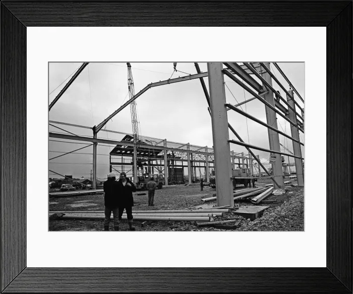 Framed Print : Steelwork goes up in Port Clarence, Stockton-on-Tees. 1975