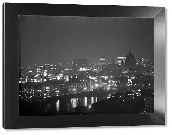 Views of London, taken from the South Bank at night. 13th December 1963