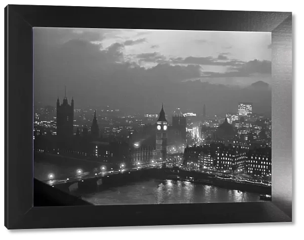 Views from the South Bank at night, showing Houses of Parliament and Big Ben