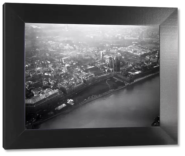 An aerial view of the River Thames at Westminster. 27th January 1965
