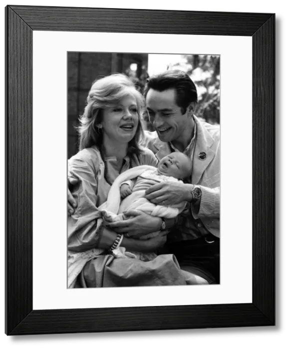 Framed Print : Actress Hayley Mills and actor Leigh Lawson proudly show off their love child for