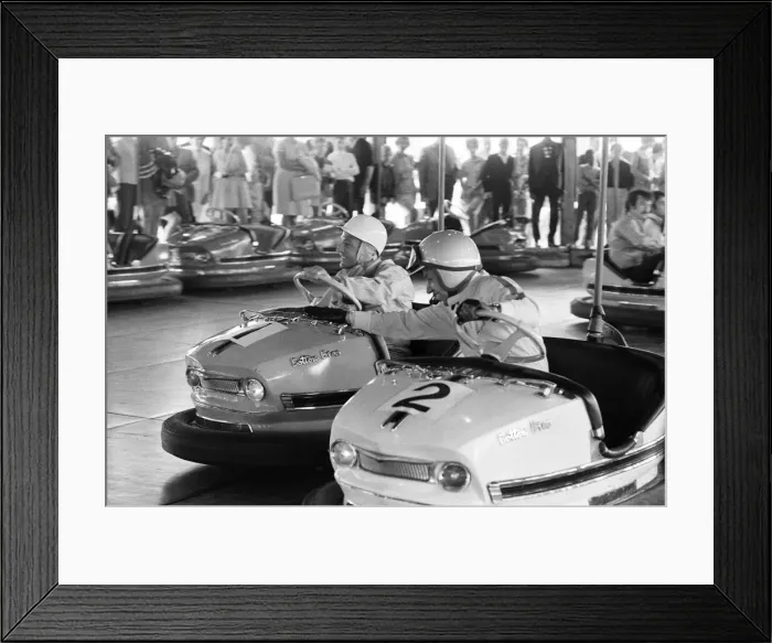 Framed Print : World Champions on the Dodgems. Appearing in a new Granada TV fun show called