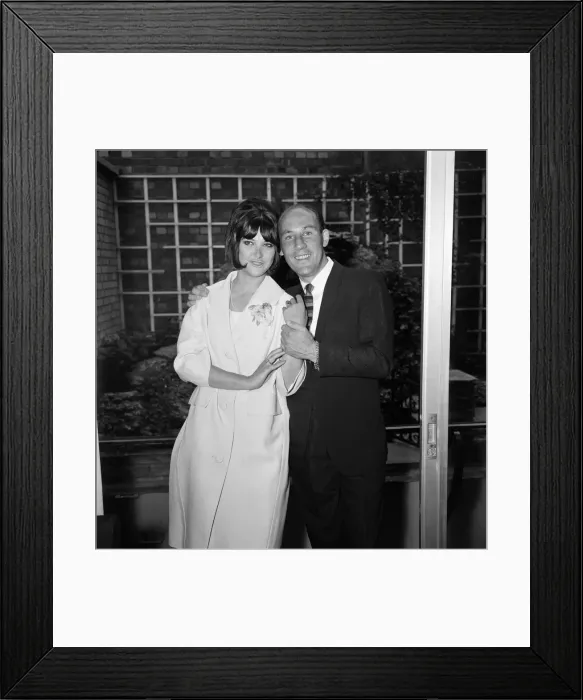 Framed Print : Former racing driver Stirling Moss married Elaine Barbarino, age 24