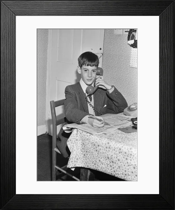 Framed Print : Jacob Rees- Mogg, aged 12. Picture shows a young Jacob Rees- Mogg