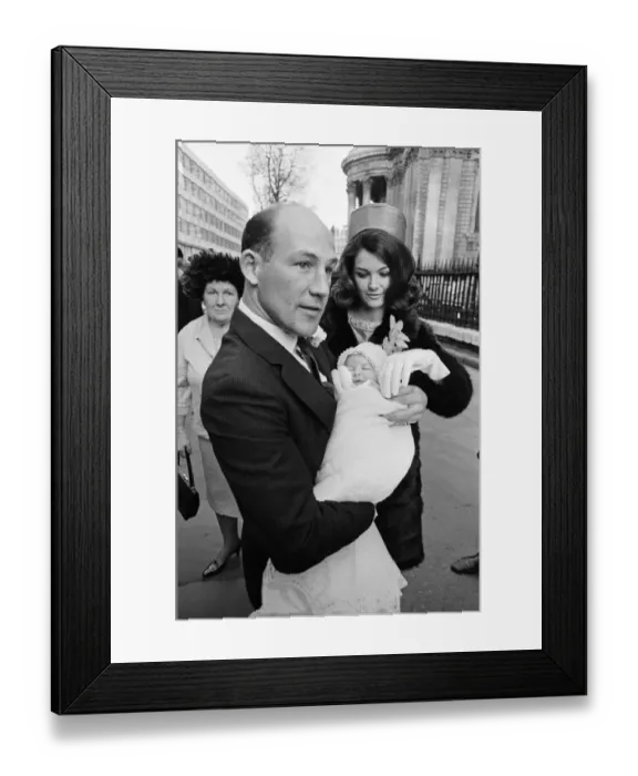 Framed Print : Allison, the daughter of Stirling Moss and his American wife Elaine is christened at St
