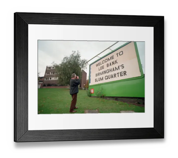 Framed Print : Drivers into Birmingham city centre are greeted by a new sign in Bristol Street with