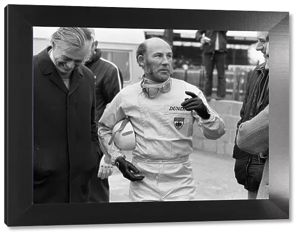 Stirling Moss in racing gear. April 1972