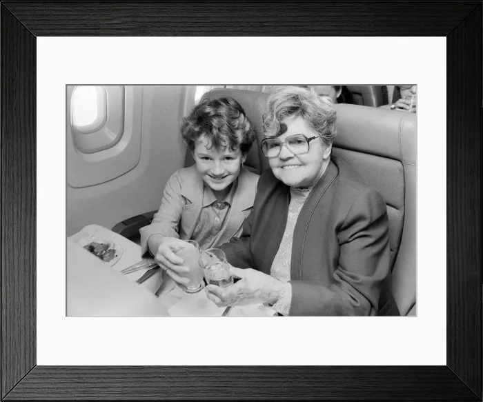 Framed Print : Passengers on a Concorde. 2nd April 1986