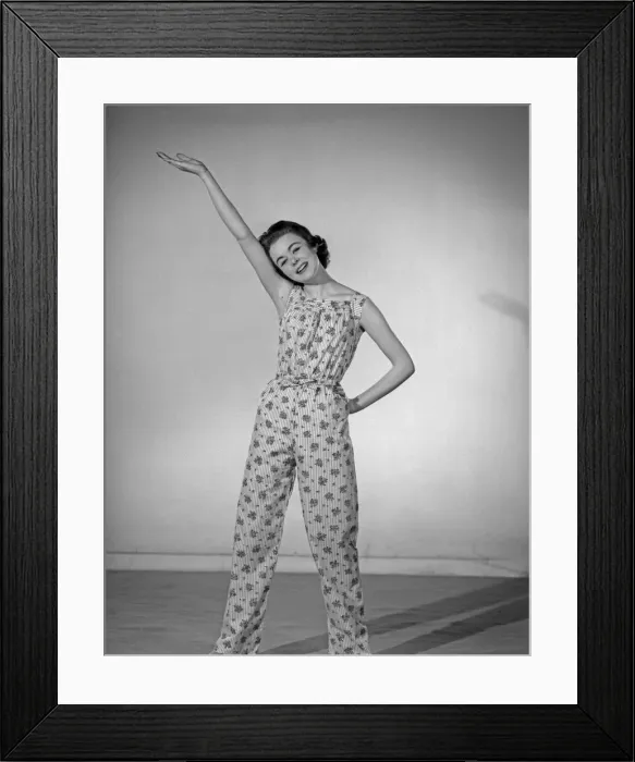 Framed Print : Model Jackie Jackson seen here wearing Pinafore pyjamas made from a Reveille readers Framed Print : Model Jackie Jackson seen here wearing Pinafore pyjamas made from a Reveille readers