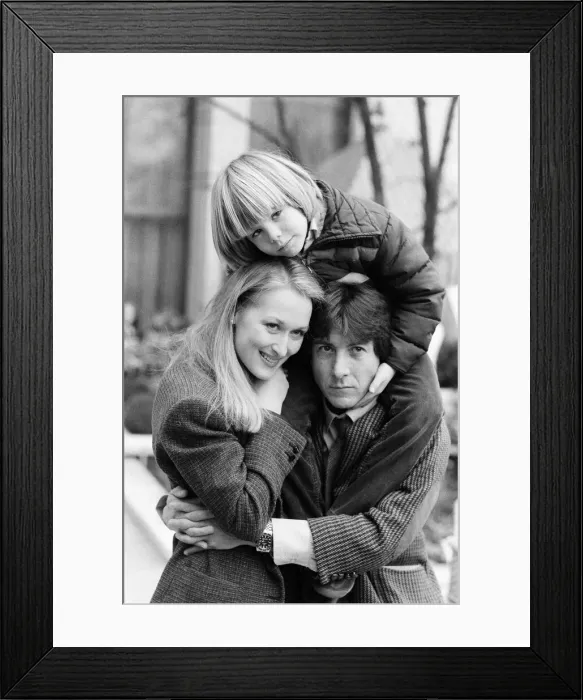 Framed Print : Actor Dustin Hoffman with actress Meryl Streep and young Justin Henry who all star