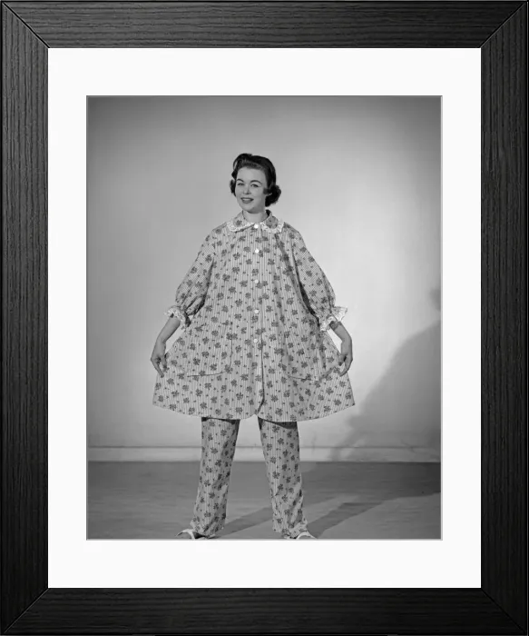 Framed Print : Model Jackie Jackson modelling the Brunch Coat made from a Reveille readers pattern Framed Print : Model Jackie Jackson modelling the Brunch Coat made from a Reveille readers pattern