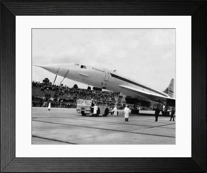 Framed Print : The British Concorde 002 prototype is rolled out from its hanger in which it has been