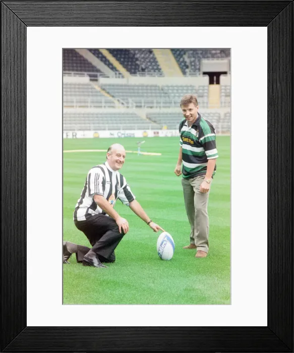 Framed Print : Rob Andrew signs for Newcastle Gosforth Rugby Club, news press conference at St James Framed Print : Rob Andrew signs for Newcastle Gosforth Rugby Club, news press conference at St James