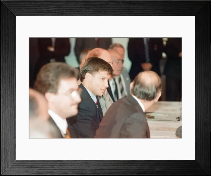 Framed Print : Rob Andrew signs for Newcastle Gosforth Rugby Club, news press conference at St James Framed Print : Rob Andrew signs for Newcastle Gosforth Rugby Club, news press conference at St James