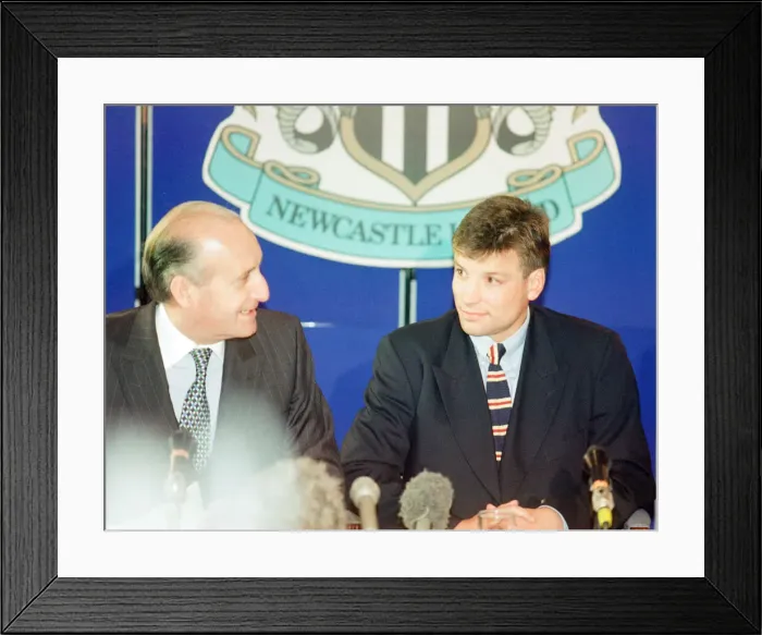 Framed Print : Rob Andrew signs for Newcastle Gosforth Rugby Club, news press conference at St James