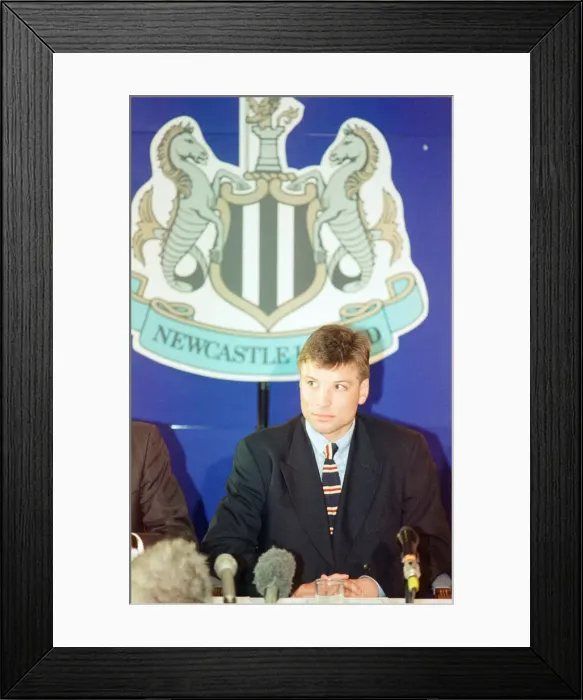 Framed Print : Rob Andrew signs for Newcastle Gosforth Rugby Club, news press conference at St James Framed Print : Rob Andrew signs for Newcastle Gosforth Rugby Club, news press conference at St James