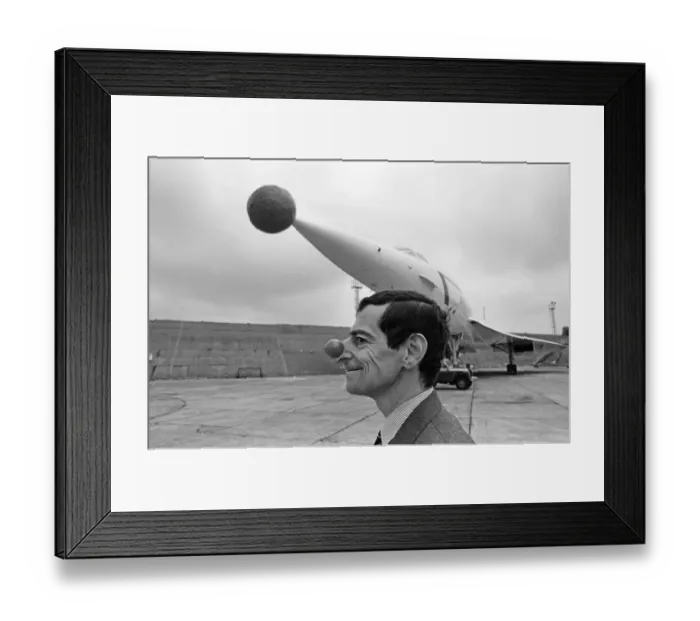 Framed Print : Red nose on Concorde. Toby Grills restaurants fund raise. 27th January 1988