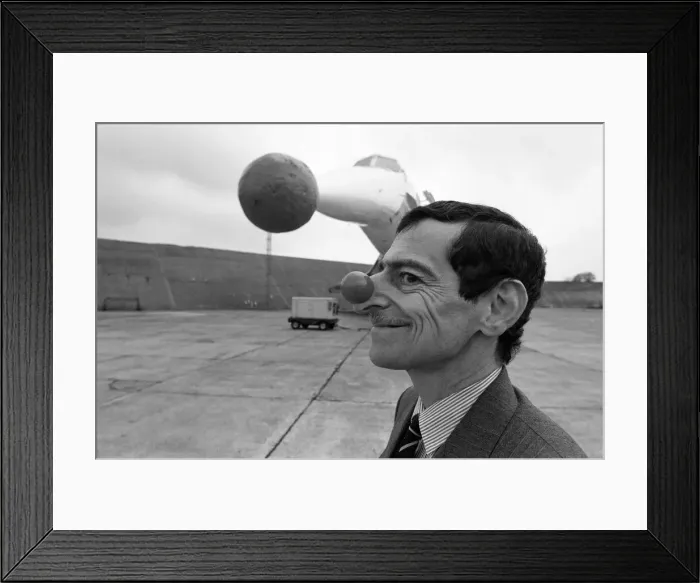 Framed Print : Red nose on Concorde. Toby Grills restaurants fund raise. 27th January 1988 Framed Print : Red nose on Concorde. Toby Grills restaurants fund raise. 27th January 1988